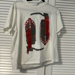 NWT Queen of Sparkles Bulldog Fringe Boots Tee